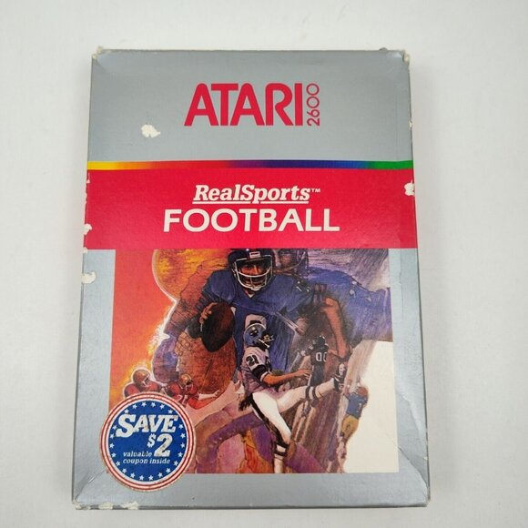 Atari 2600 1987 Vintage Real Sports Football Complete CIB Manual DAMAGED Box - Picture 7 of 14